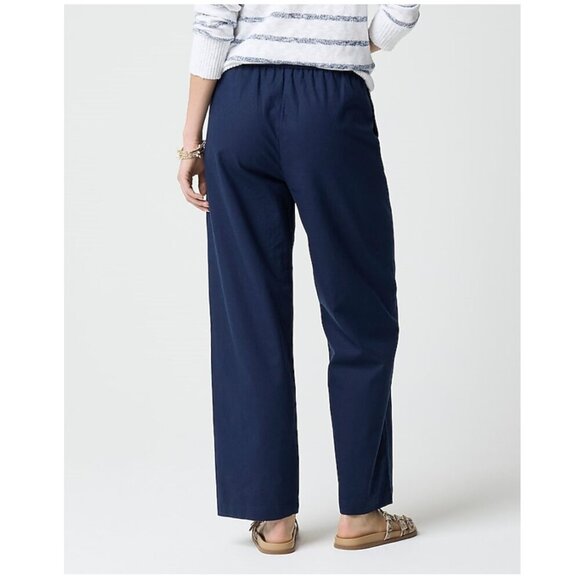J. Crew Linen-Blend Slim Wide Leg Drawstring Pants Navy Size 16/XL NWT - Picture 3 of 10